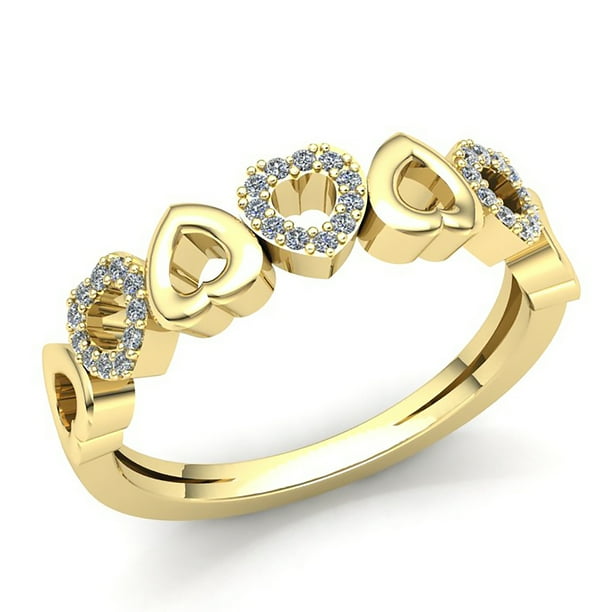 Heart Ring 14k Rose Yellow Gold Band Womens Anniversary Heart Ring 14k Rose Yellow Gold Band Womens Anniversary
